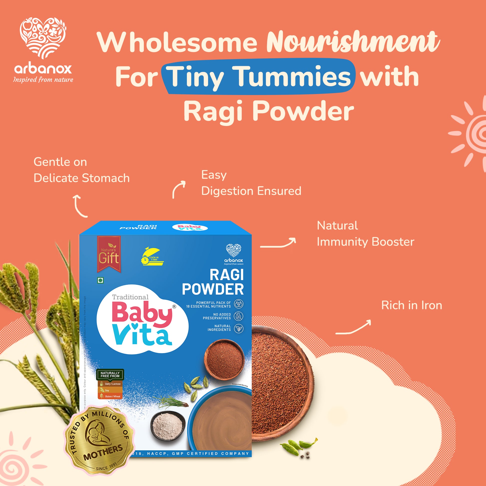 Wholesome Nourishment For Tiny Tummies With Organic Ragi Powder - BabyVita - Arbanox