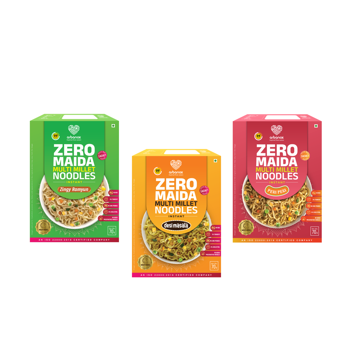 Peri-Peri Millet Noodles (Pack of 1) – Zero Maida & Spicy Flavor - Arbanox