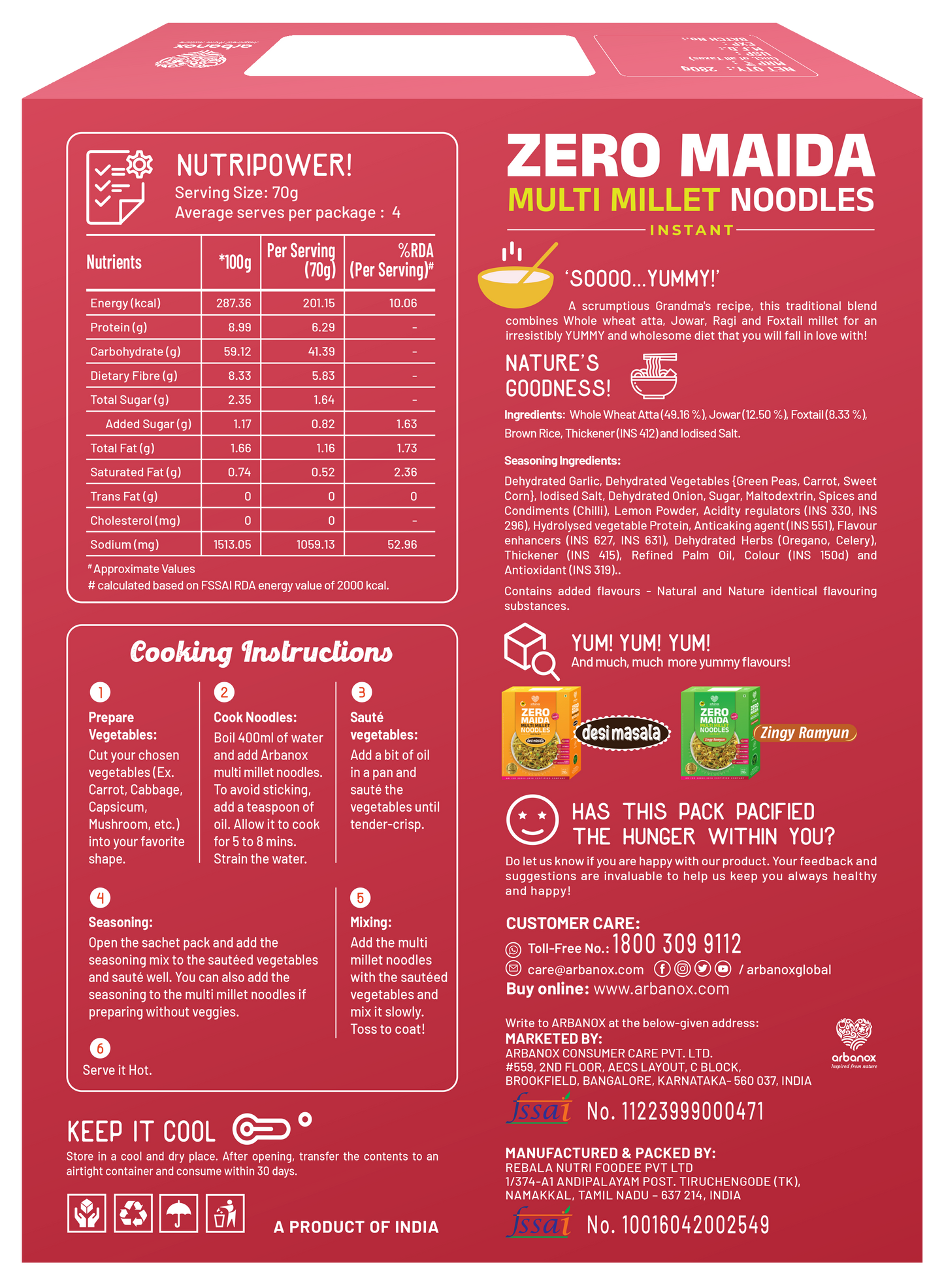 Spicy & Flavorful Peri Peri Millet Noodles – Family Pack for Everyone - Buy Online At Arbanox With Home Delivery