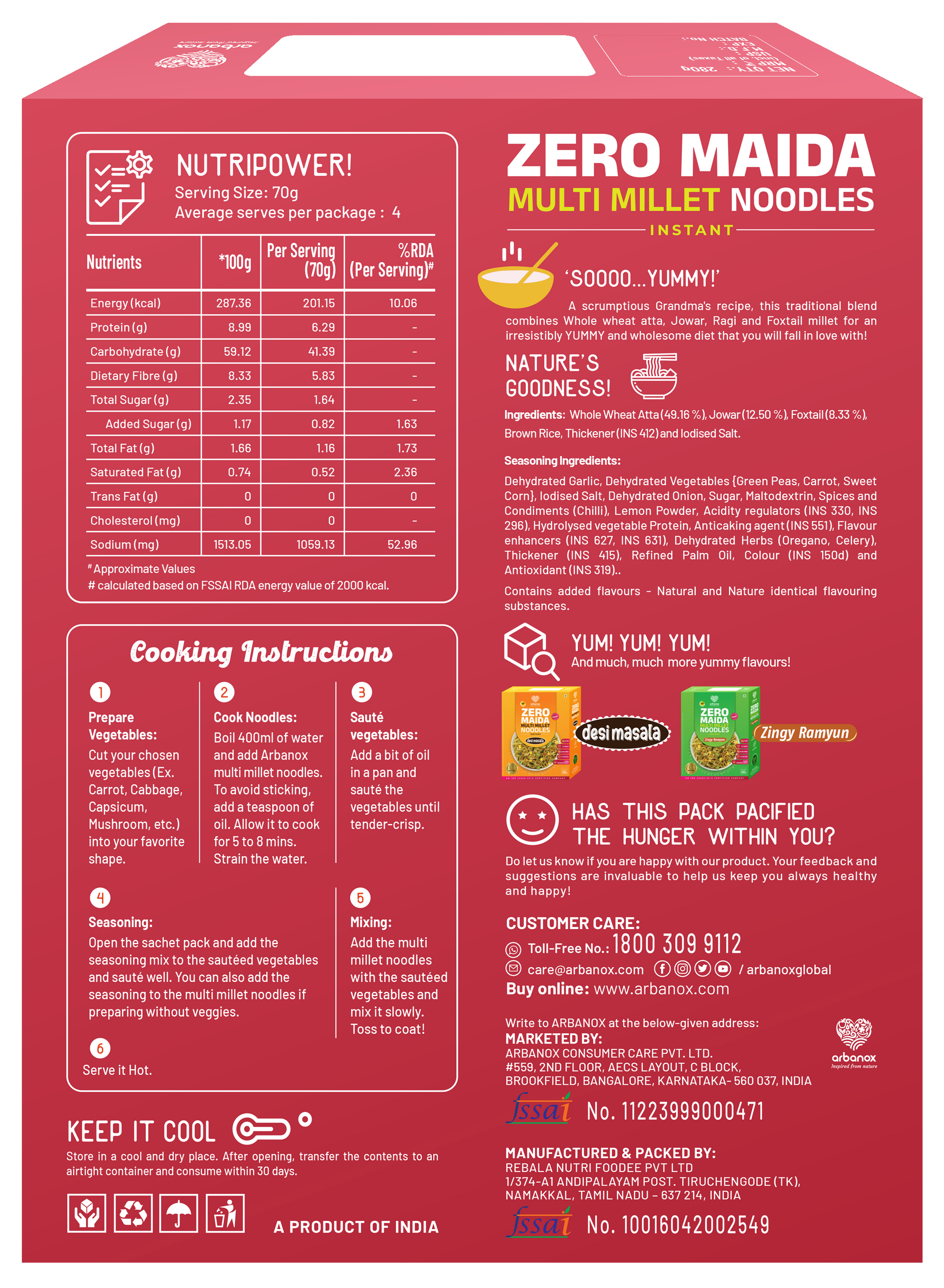Spicy & Flavorful Peri Peri Millet Noodles – Family Pack for Everyone - Buy Online At Arbanox With Home Delivery