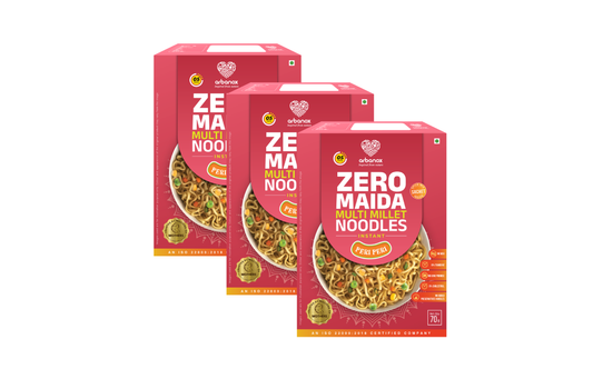 Peri Peri Millet Noodles (Pack of 3) – Healthy & Instant Zero Maida, Spicy, and Wholesome - Arbanox