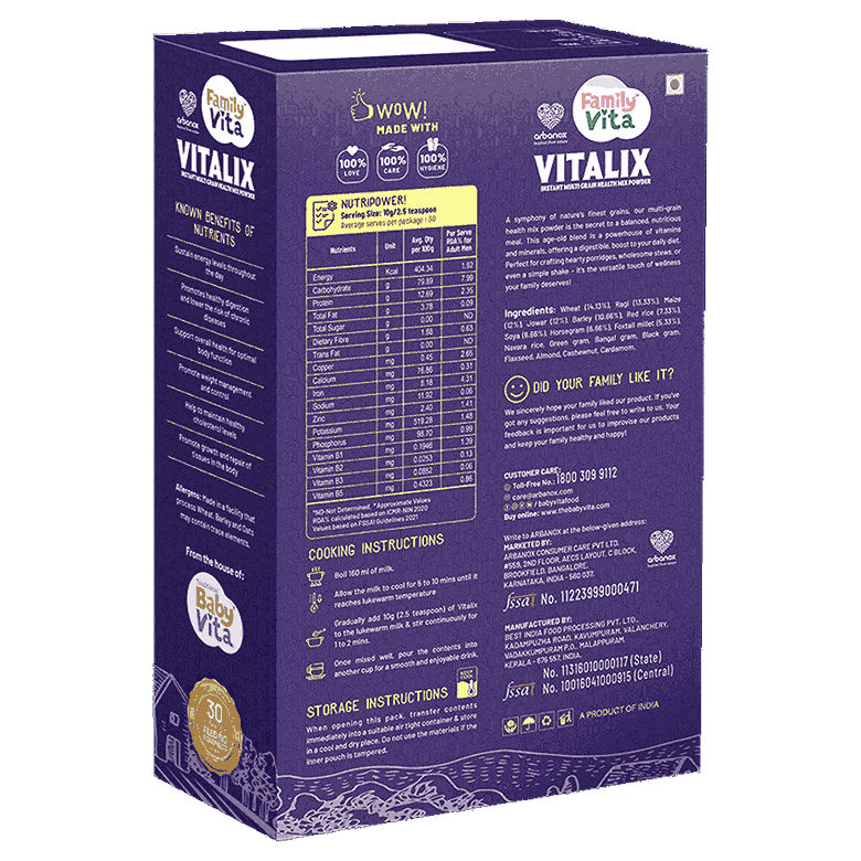 Zero Sugar VITALIX Instant Health Mix Powder – Rich in Protein & Fiber - health mix powder blends 17 carefully chosen cereals, pulses, and nuts