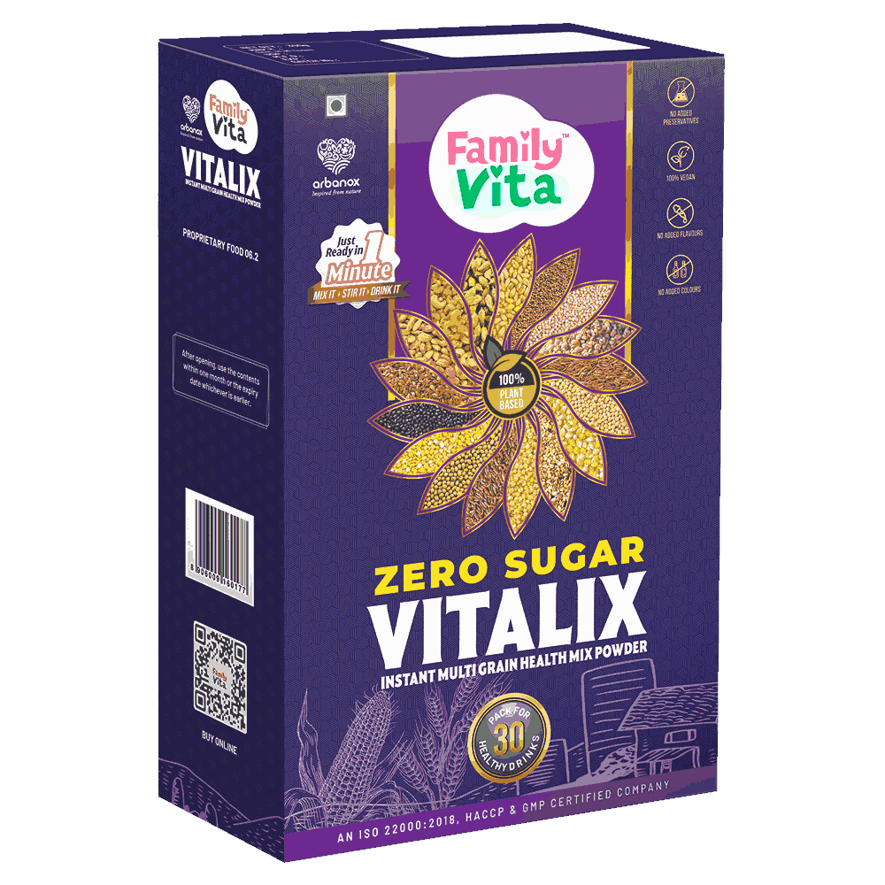 FamilyVita - Vitalix - 100% natural multigrain health drink without preservatives, artificial colors, or added sugars.