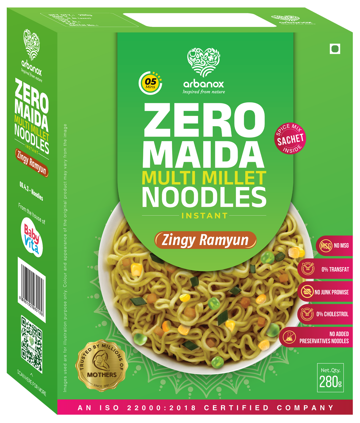 Relish in the flavourful seasoning of Korean & Indian spices with Zingy Ramyun Millet Noodles - Arbanox