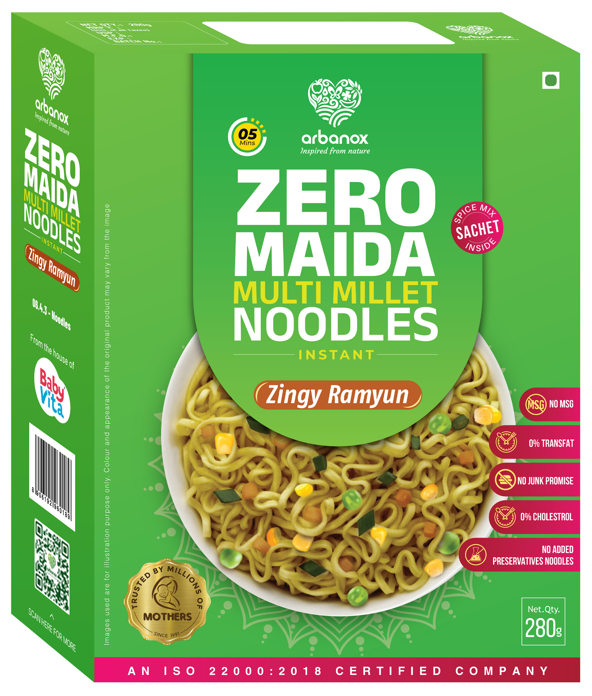Relish in the flavourful seasoning of Korean & Indian spices with Zingy Ramyun Millet Noodles - Arbanox