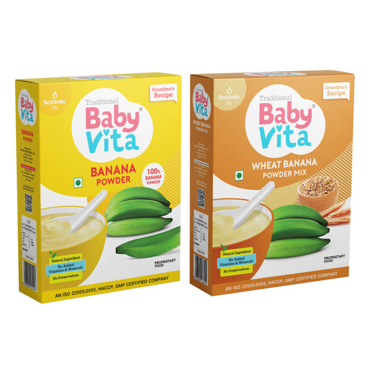 BabyVita Powder Mix - Banana Powder + Wheat Banana Powder Mix Refill Pack of 2 - 400 gm ( Combo Pack of 200 gm x 2)