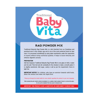 BabyVita Powder Mix - Ragi Powder & Wheat Apple Powder Mix Refill Pack of 2 - 400 gm ( Combo Pack of 200 gm x 2)