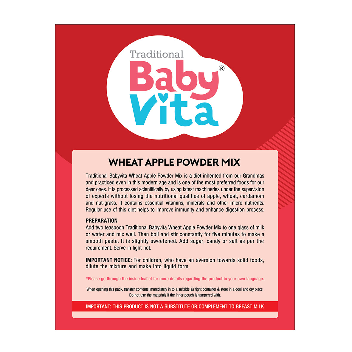 BabyVita Powder Mix - Ragi Powder & Wheat Apple Powder Mix Refill Pack of 2 - 400 gm ( Combo Pack of 200 gm x 2)