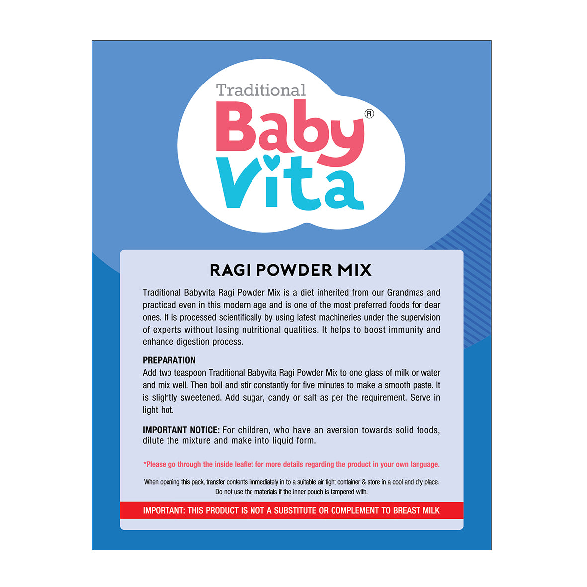 BabyVita Powder Mix - Ragi Powder Mix Refill Pack of 2 - 500 gm ( Combo Pack of 300 gm + 200 gm)