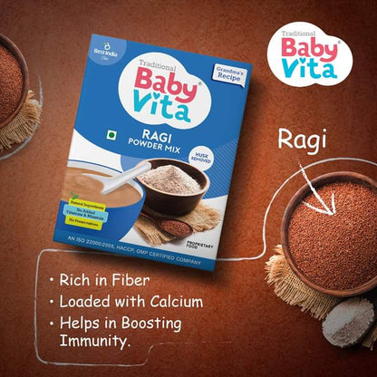 BabyVita Millet Dal Carrot & Ragi Powder Mix Combo | Nutrient-Rich, No Added Sugar, Salt, Flavors, Preservatives, or Vitamins | Trusted by Mothers | Pack of 2 - 300g Each