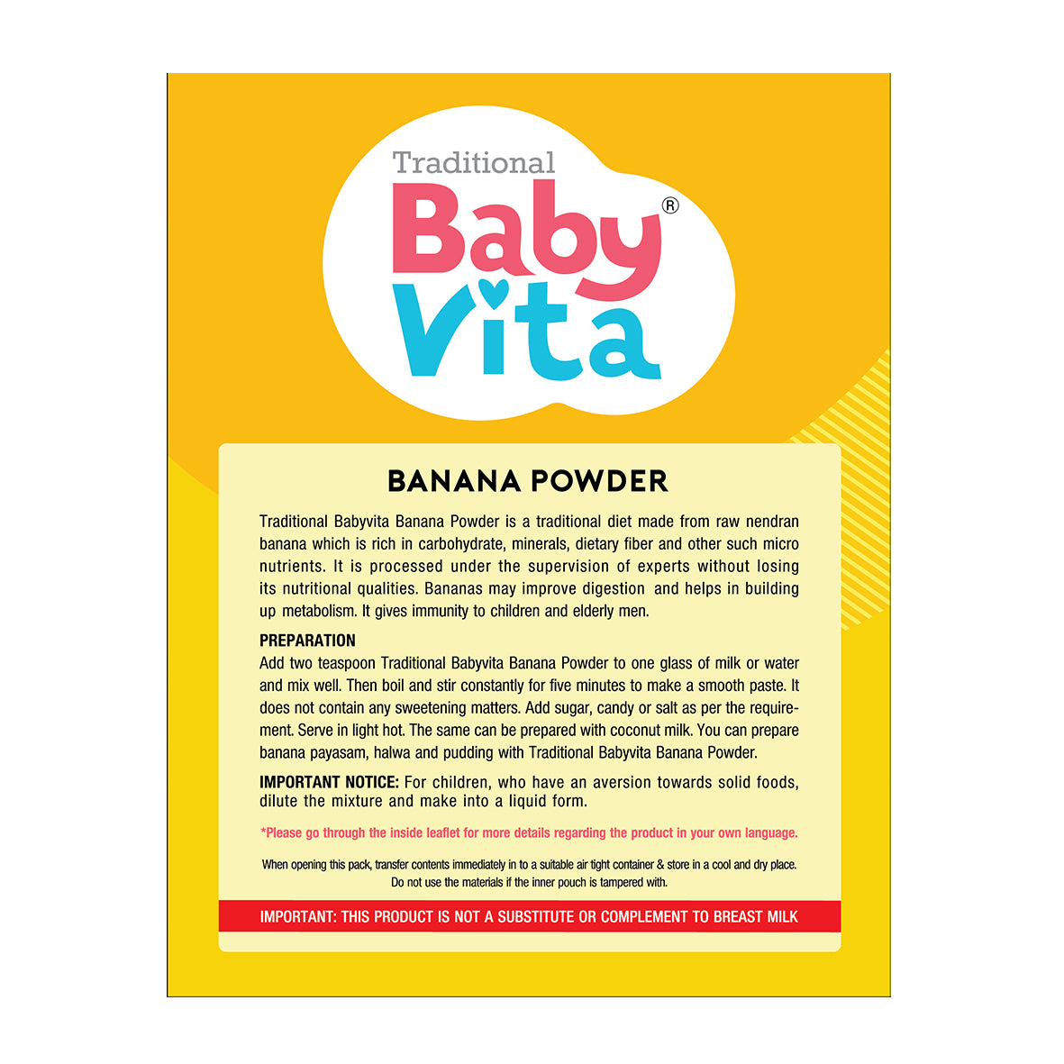 BabyVita Banana Powder & Millet Dal Carrot Mix Combo | Nutrient-Rich, No Added Sugar, Salt, Flavors, Preservatives | Trusted by Mothers | For Weaning Stage | Pack of 2 - 300g Each