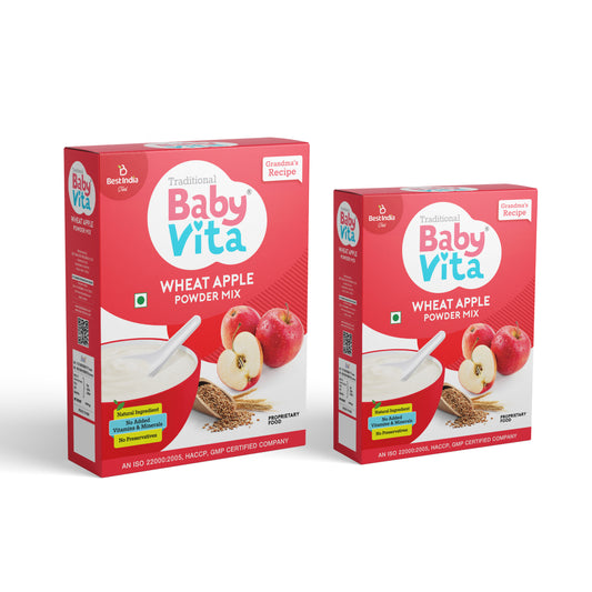 BabyVita Powder Mix - Wheat Apple Powder Mix Refill Pack of 2 - 500 gm ( Combo Pack of 300 gm + 200 gm)