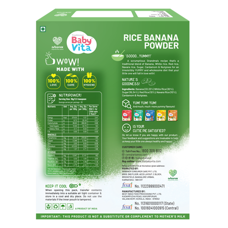 Whole grain rice cereal with banana for baby’s first food - BabyVita