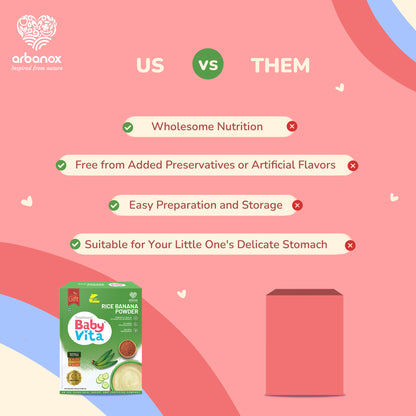 Nutritious BabyVita Rice Banana Powder Mix for infants - BabyVita Difference