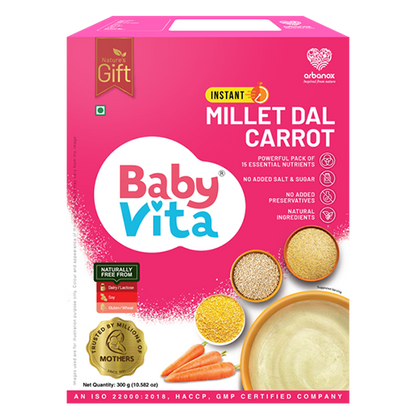 Buy BabyVita Millet Dal Carrot – Best ready-to-eat millet product for babies - Arbanox