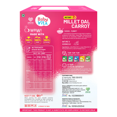 Healthy millet dal carrot baby food – No preservatives, no sugar - BabyVita - First Solid Foods For Babies' 