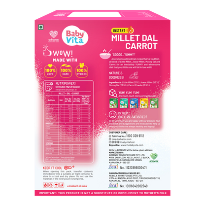Healthy millet dal carrot baby food – No preservatives, no sugar - BabyVita - First Solid Foods For Babies' 