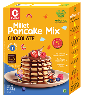 Millet Pancake Mix - Chocolate for Healthy Pancakes - Convenient and tasty snack option for busy school-going kids and teens - Arbanox
