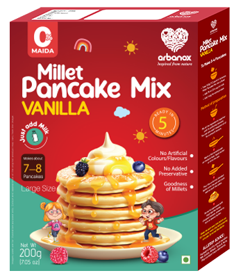 Millet Pancake Mix - Vanilla, Zero Maida, Healthy Breakfast - Made with a blend of wholesome millets, including jowar, and foxtail - Arbanox