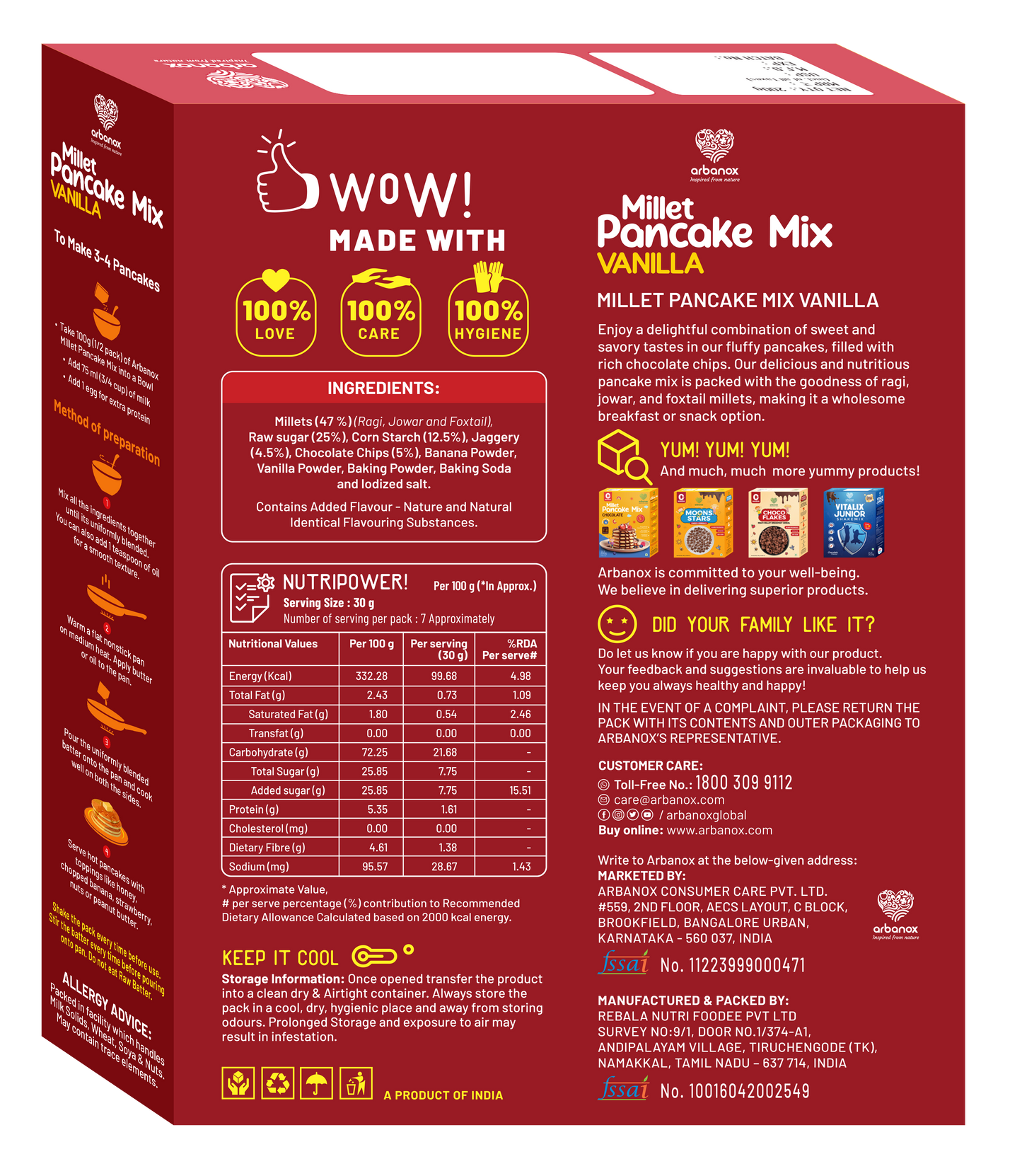 Healthy Pancake Mix Vanilla by Arbanox for Nutritious Mornings - a delicious and nutritious breakfast or snack option for kids and teenagers