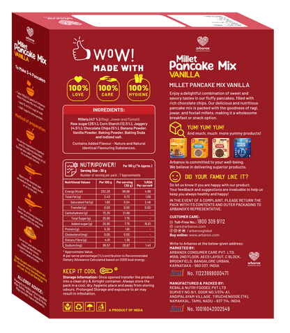 Healthy Pancake Mix Vanilla by Arbanox for Nutritious Mornings - a delicious and nutritious breakfast or snack option for kids and teenagers