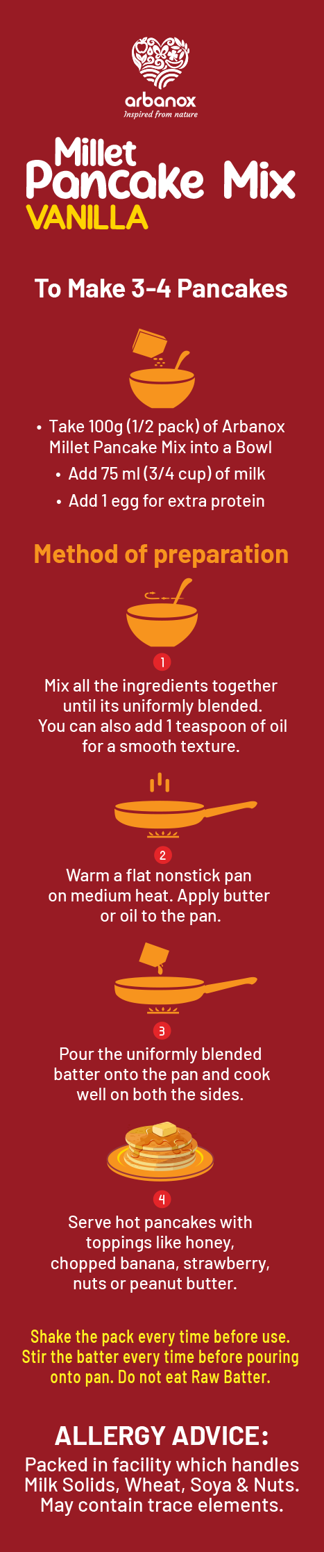 Best Healthy Pancake Mix to Buy – Vanilla Flavor with Wholesome Millets - Arbanox Millet Pancake Mix is easy to prepare
