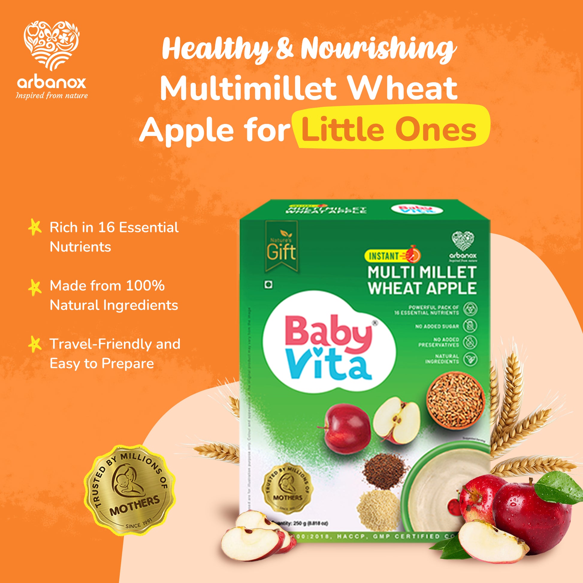 Healthy & Nourishing Multimillet Wheat Apple for Infants - Buy Online With Home Delivery - BabyVita - Traditional Baby Foods