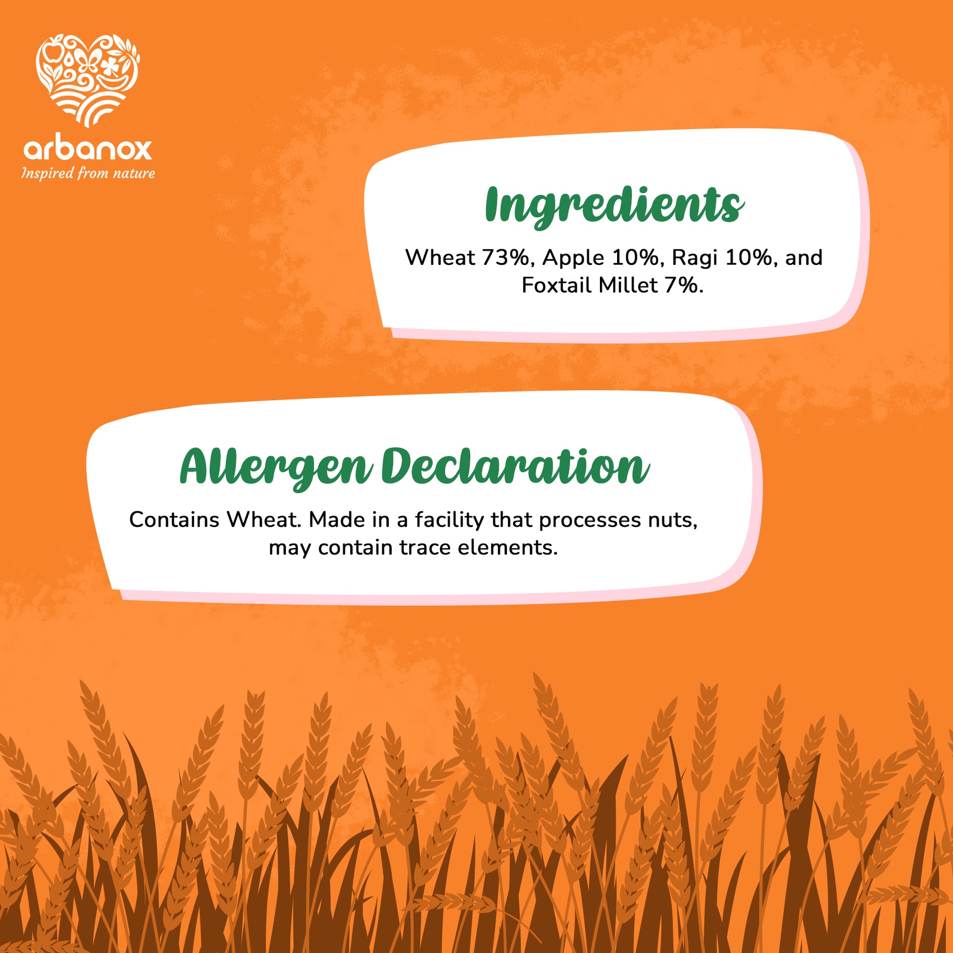 Organic millet and wheat mix for baby nutrition - Ingredients - BabyVita -Arbanox