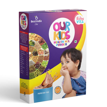 Traditional food prepared from a blend of powdered cereals, millets, beans, nuts, vegetables, fruits, and spices - Our Kids Health Mix - Arbanox