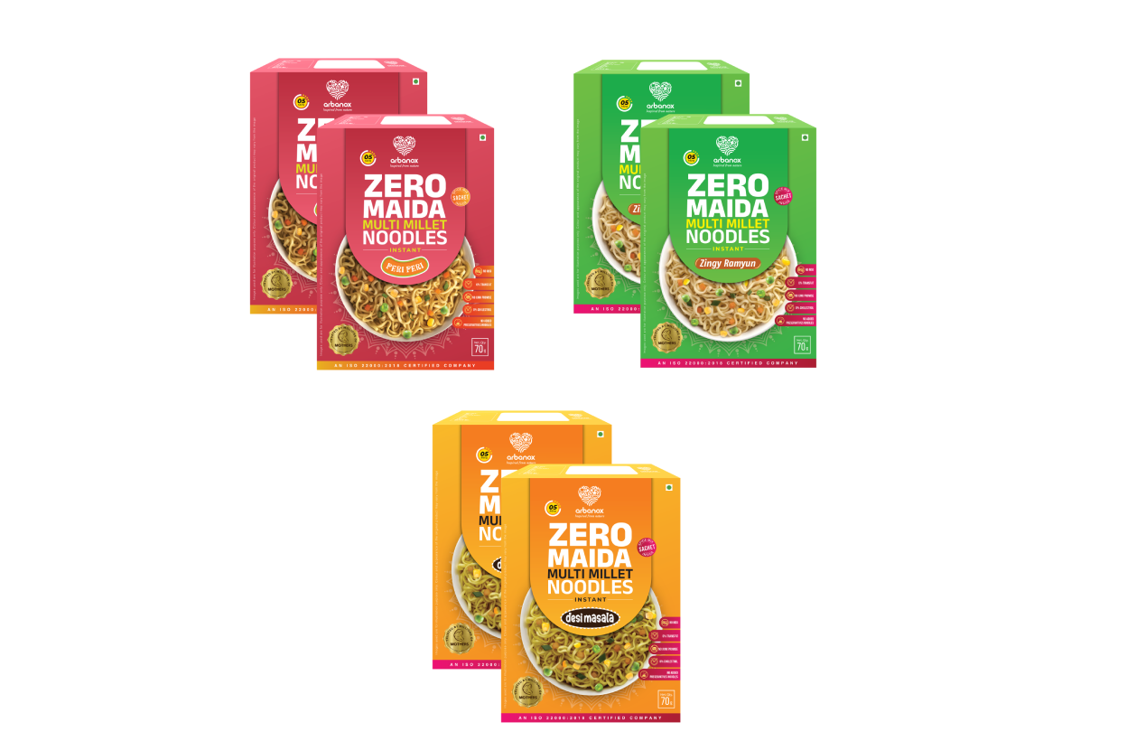 Peri-Peri | Zingy Ramyun | Desi-Masala  Millet Noodles Combo Pack of 2 – Zero Maida, Spicy & Delicious - Arbanox