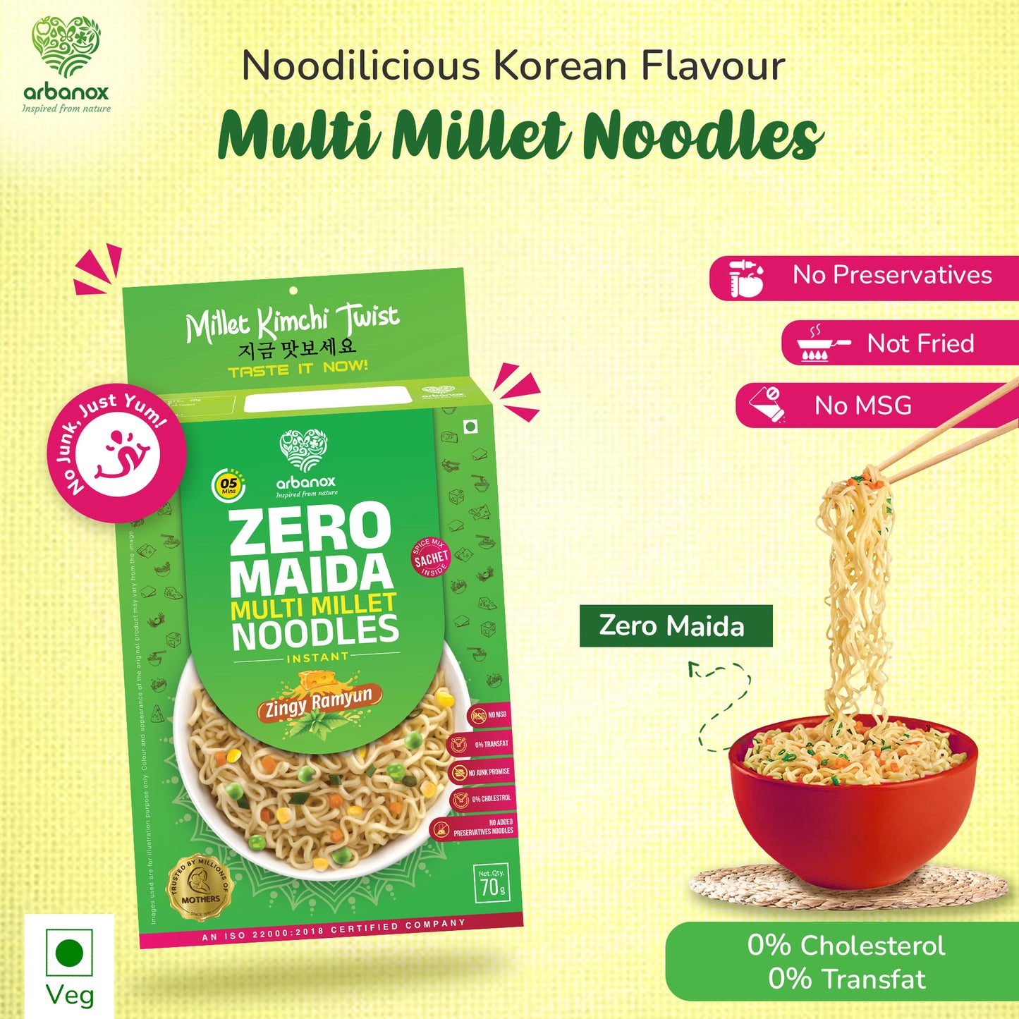 Zingy Ramyun, Peri-Peri, Desi Masala Millet Noodles Pack of 2 – Instant, Healthy & Flavorful - Buy Online