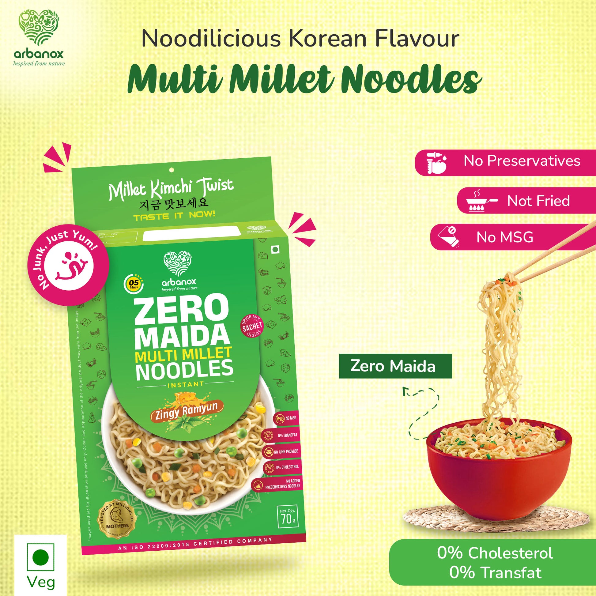 Zingy Ramyun, Peri-Peri, Desi Masala Millet Noodles Pack of 2 – Instant, Healthy & Flavorful - Buy Online