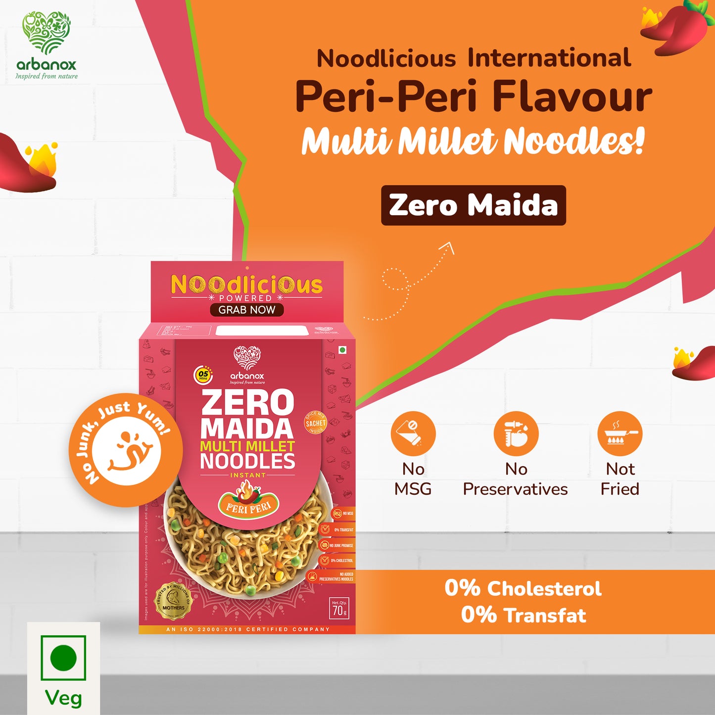 Millet Noodles Combo Pack of 2 – Authentic Indian Spices, Zero Maida, 0% Transfat, 0% Cholestrol