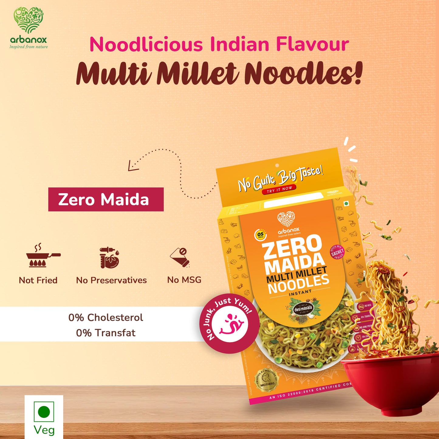 Pack of 2 Healthy Instant Millet Noodles – Peri-Peri, Zingy Ramyun & Desi Masala Combo - Buy Online With Home Delivery