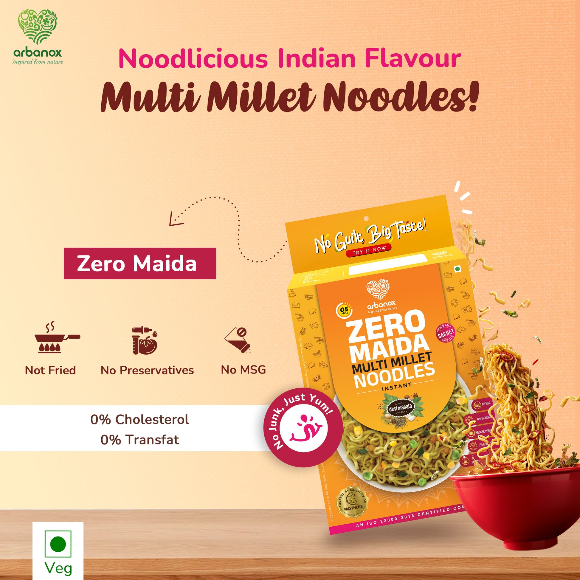 Pack of 2 Healthy Instant Millet Noodles – Peri-Peri, Zingy Ramyun & Desi Masala Combo - Buy Online With Home Delivery