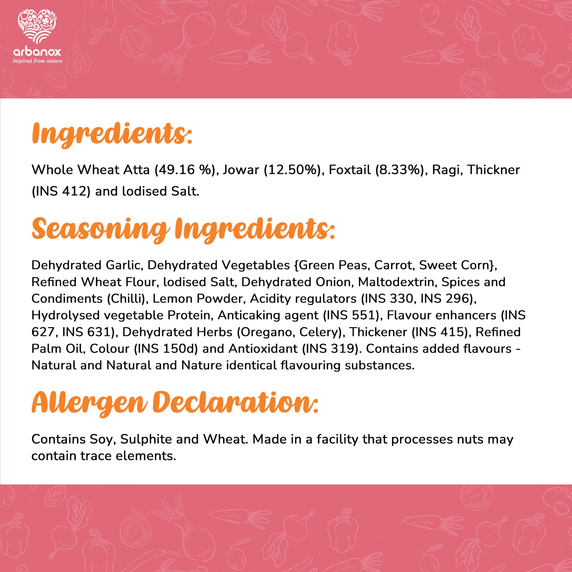 Zero Maida Peri-Peri Millet Noodles – Bold Flavor and Wholesome Nutrition - Ingredients