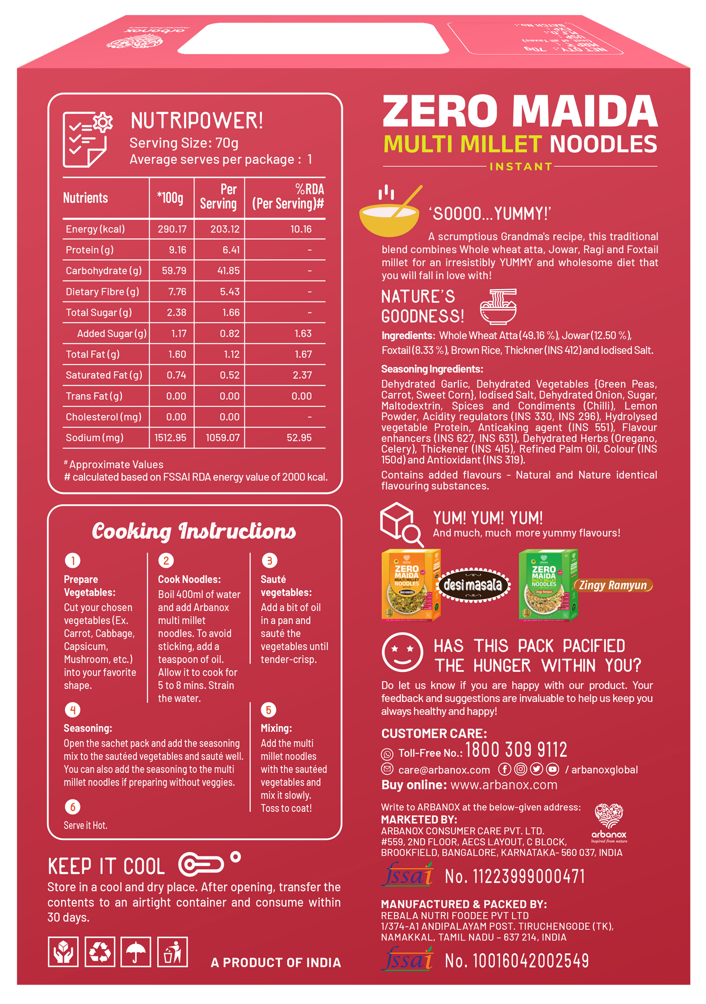 Healthy Indian Millet Noodles – Peri-Peri & Zingy Ramyun, Zero Maida Goodness