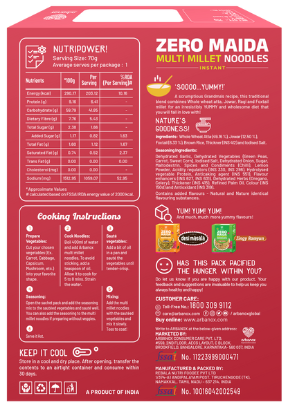 Healthy Indian Millet Noodles – Peri-Peri & Zingy Ramyun, Zero Maida Goodness