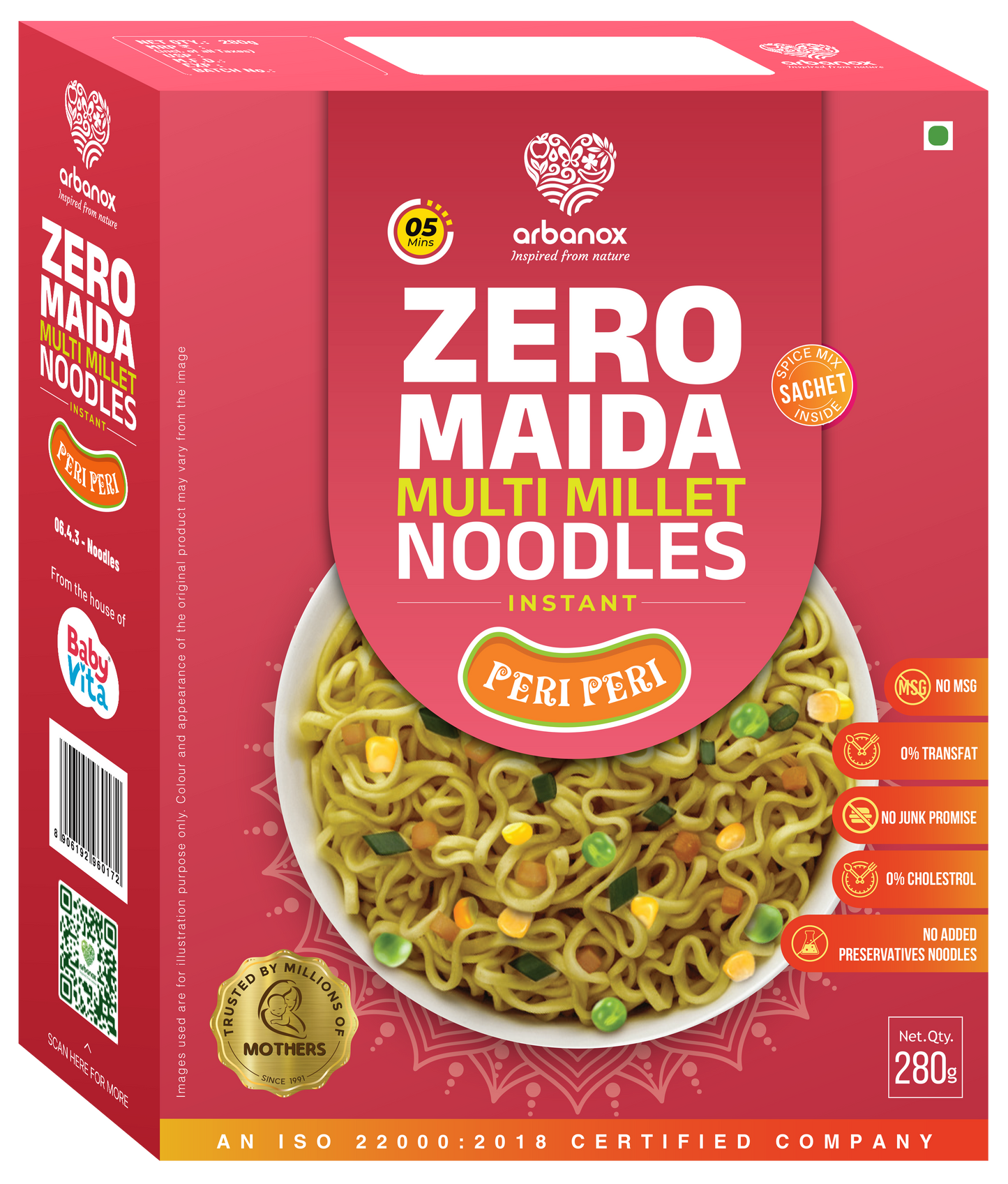 Pack of 3 – Peri Peri Millet Noodles with Bold, Spicy Taste - Family Pack - Enjoy deliciousness in every spoonful