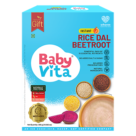 Starting Solid Foods - BabyVita Rice Dal Beetroot - Enhances Cognitive Performances, Maintain weight & Boost Immunity - Arbanox