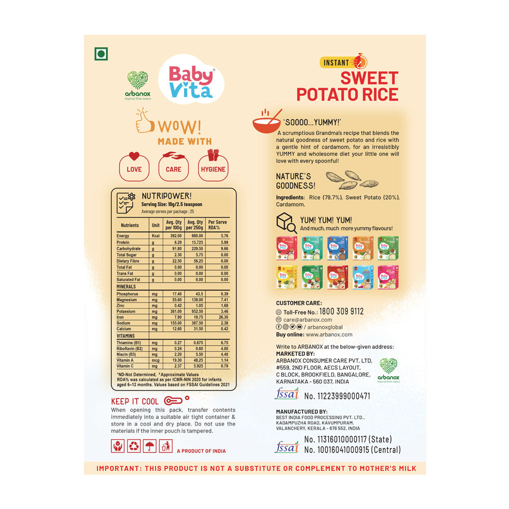 Babyvita Sweet Potato Rice Powder 250gm
