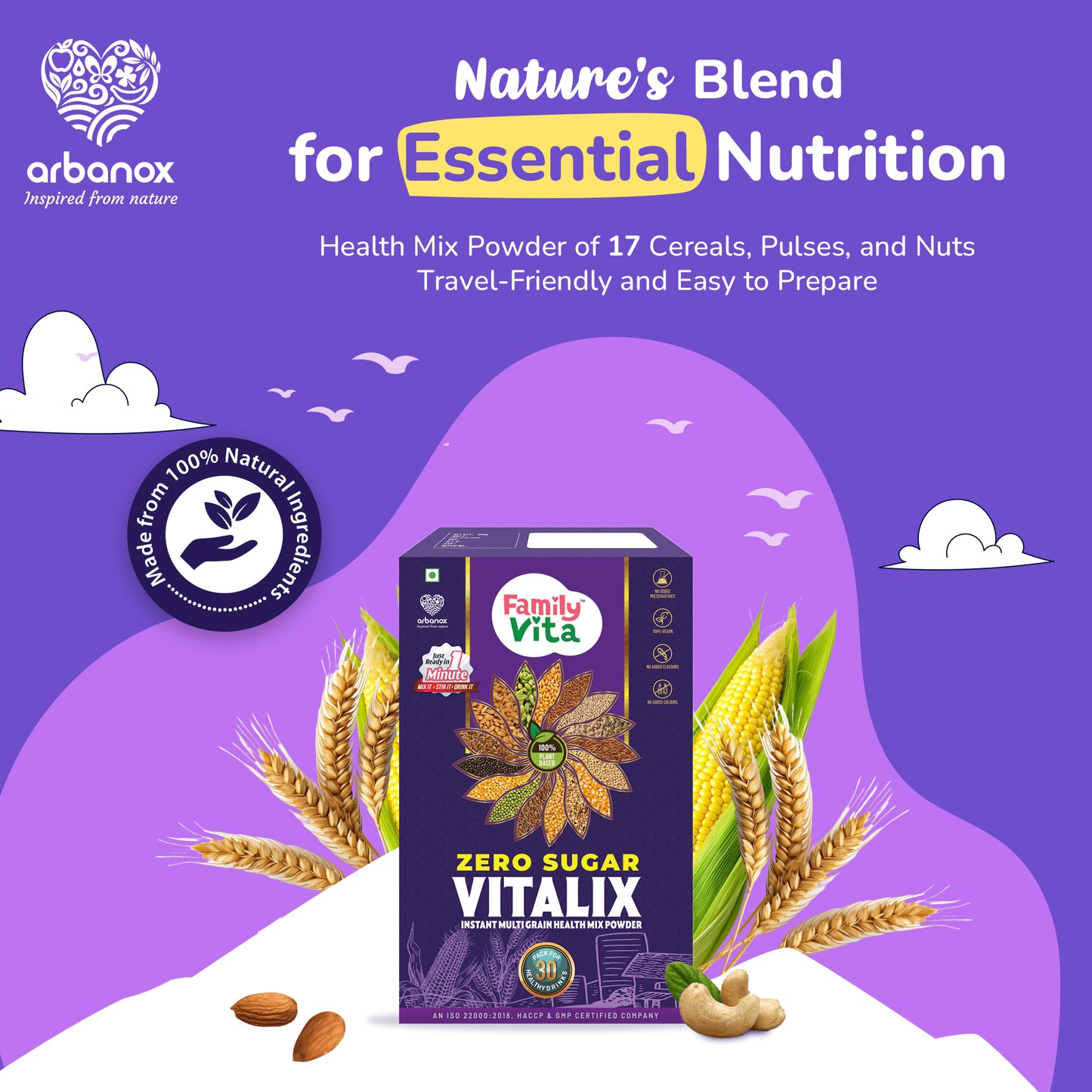 FamilyVita Natural Healthmix Powder – Blend of 17 Cereals, Pulses & Nuts - Buy Online - Arbanox