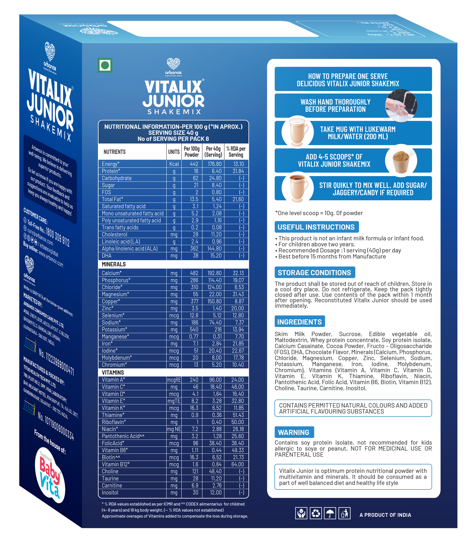 VITALIX Junior Shake Mix – Premium Nutritional Drink Powder for Growth - A Nutrient-Packed Shake Mix for Growing Minds