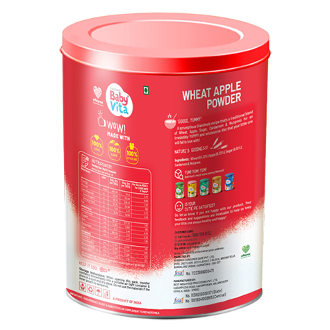 BabyVita Wheat Apple Powder - Rich in antioxidants and vitamins - Whole Grain Wheat Cereal - Arbanox