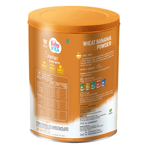 First Solid Baby food with wheat and bananas for Strong Bones, Sharp Brain and Memory, Better Bowel Movement