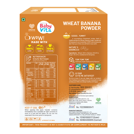 Organic wheat cereal with banana for baby nutrition - BabyVita - Arbanox