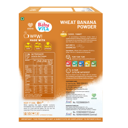 Organic wheat cereal with banana for baby nutrition - BabyVita - Arbanox