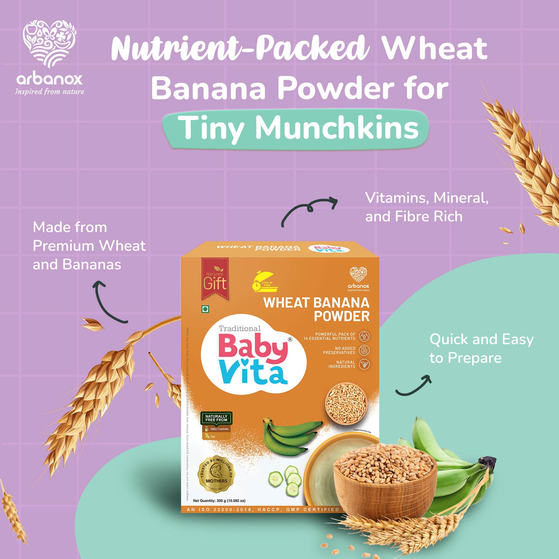 Whole wheat cereal with natural fiber and vitamins for Infants - Arbanox