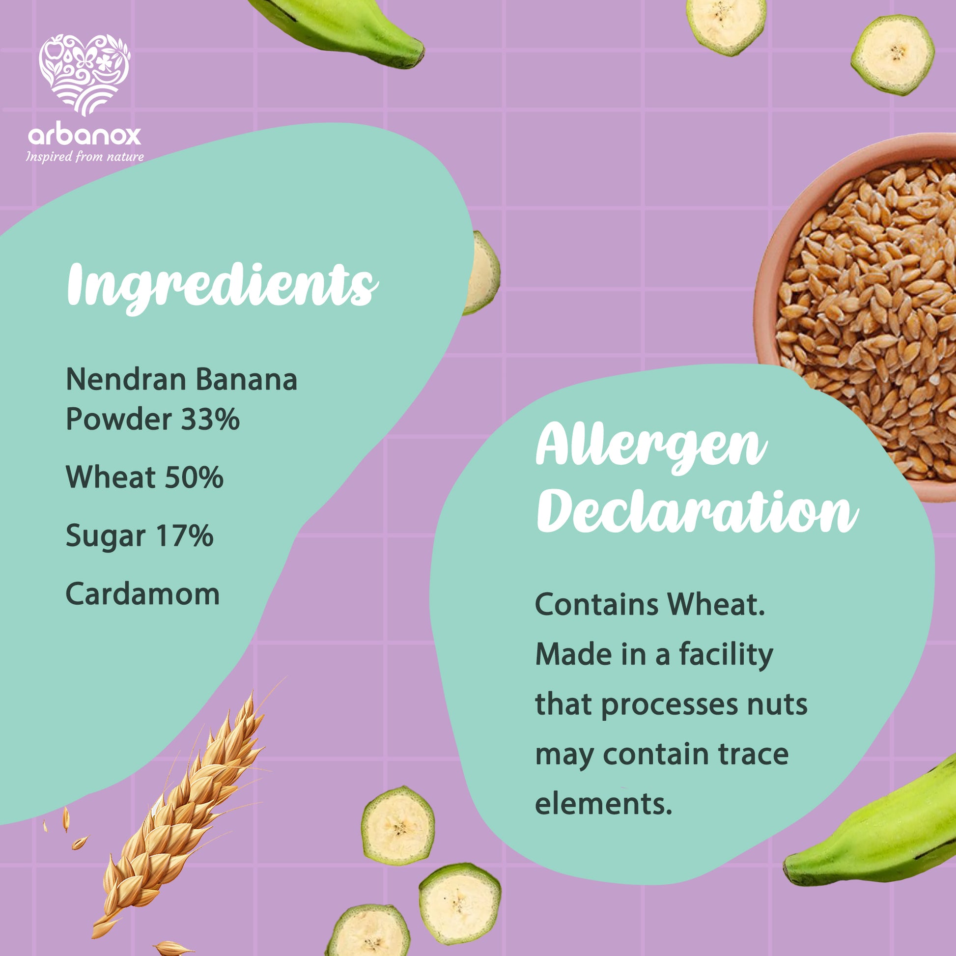 Baby food with wheat and banana for digestion and energy - Ingredients
