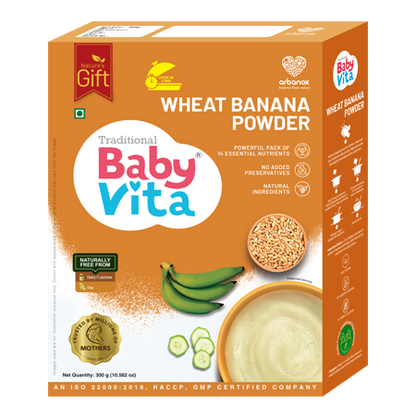 First Solid Foods - BabyVita Wheat Banana Powder - supply of vitamins, minerals, and dietary fiber - BabyVita